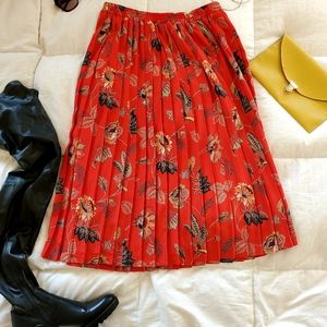 Vintage Pleated Red Skirt